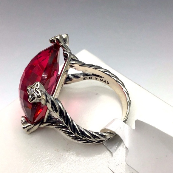 - David Yurman Chatelaine Pink Tourmaline Ring w Diamonds! Pick Size - Picture 6 of 6